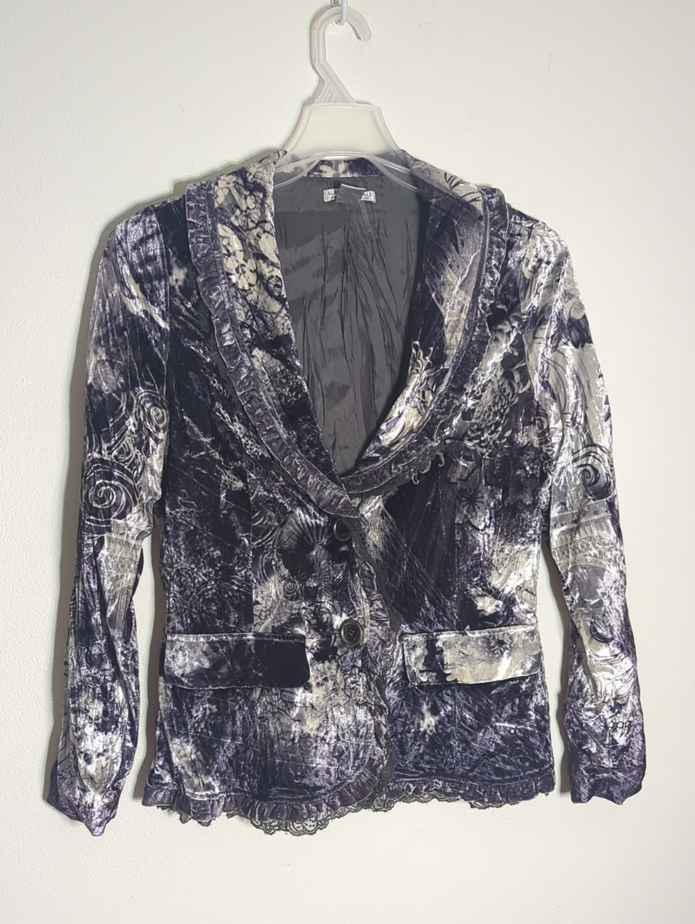 Alberto Makali Womens Blazer Whimsigoth Witchy Dark Fairy Fairygrunge Velvet L